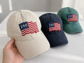 Custom American Flag Embroidered Cap, Patriotic Baseball Hat, July 4th Gift