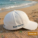 Custom Anchor Embroidered Hat, Nautical Washed Cotton Baseball Cap, Beach Vacation Gift