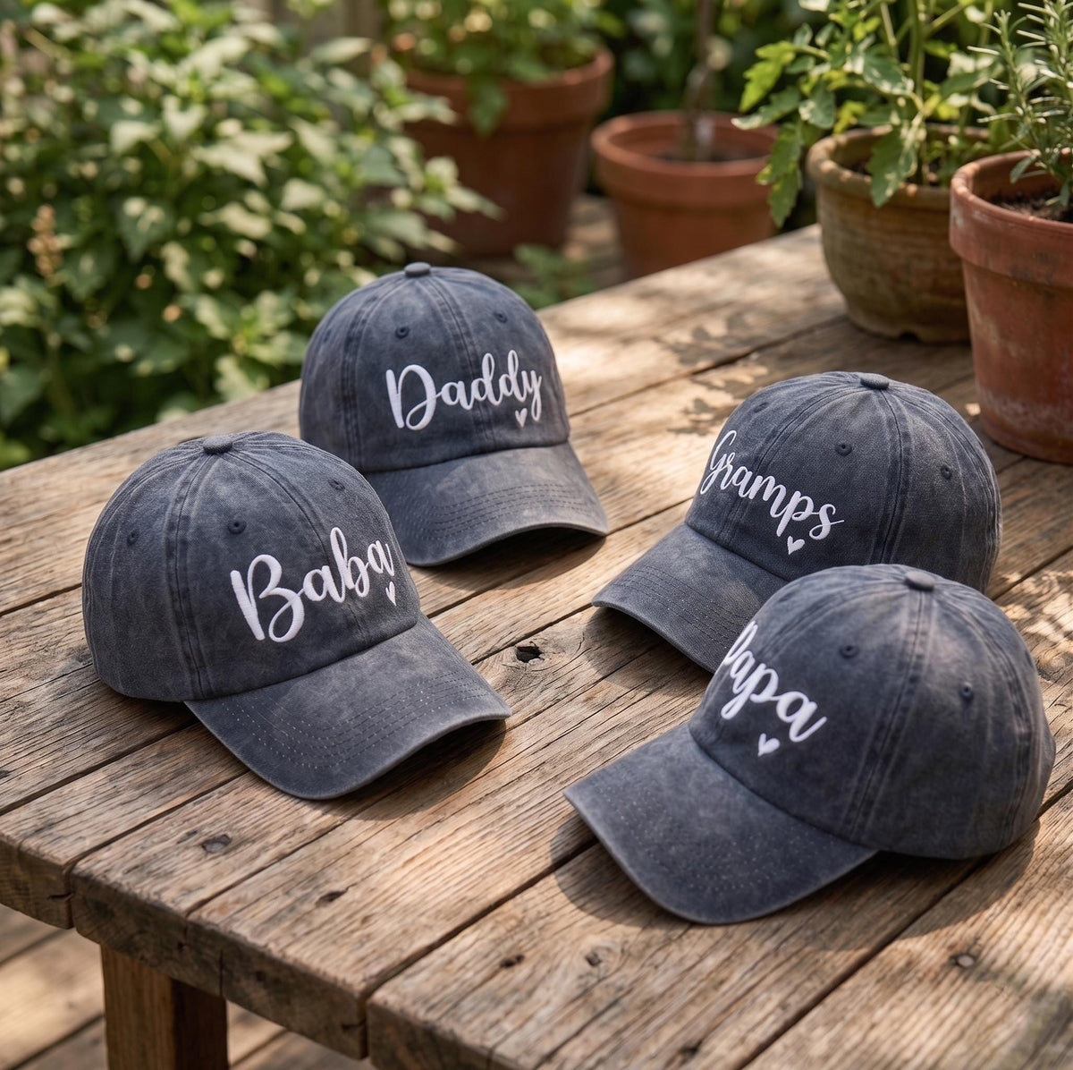 Custom Heart Dad Hat, Personalized Script Gramps Daddy Cap, Embroidered Papa Baba Baseball Hat, Father's Day Gift, Vintage Cotton Cap