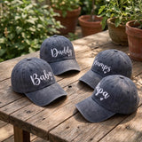 Custom Heart Dad Hat, Personalized Script Gramps Daddy Cap, Embroidered Papa Baba Baseball Hat, Father's Day Gift, Vintage Cotton Cap