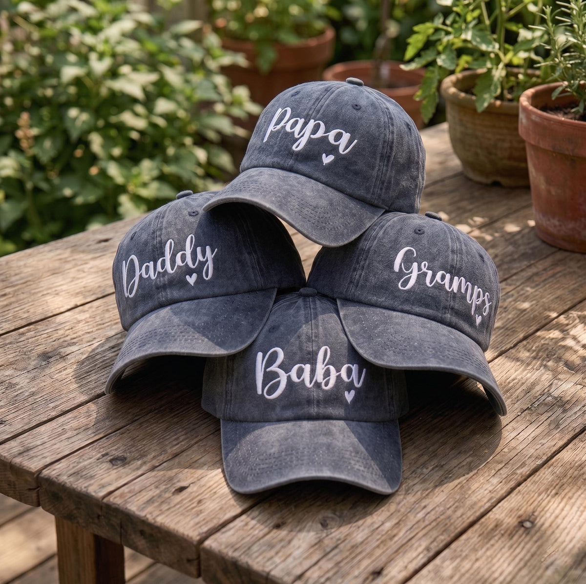 Custom Heart Dad Hat, Personalized Script Gramps Daddy Cap, Embroidered Papa Baba Baseball Hat, Father's Day Gift, Vintage Cotton Cap