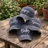Custom Heart Dad Hat, Personalized Script Gramps Daddy Cap, Embroidered Papa Baba Baseball Hat, Father's Day Gift, Vintage Cotton Cap