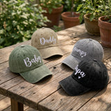Custom Heart Dad Hat, Personalized Script Gramps Daddy Cap, Embroidered Papa Baba Baseball Hat, Father's Day Gift, Vintage Cotton Cap