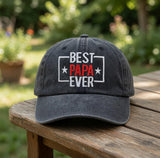 Best Dad Ever Hat, Custom Embroidered Father's Day Cap, Personalized Daddy Father Pops Baseball Hat, Vintage Washed Cotton Gift for Him