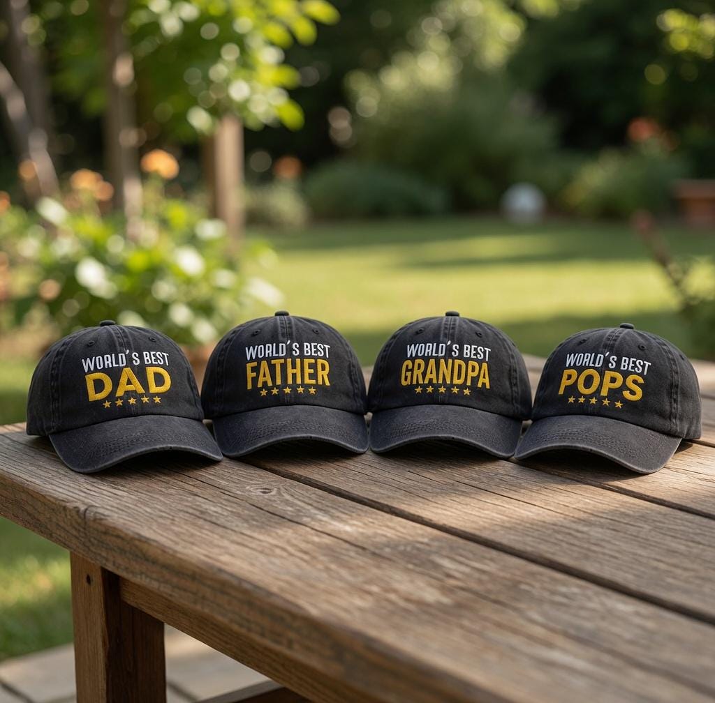 World's Best Dad Hat, Star Grandpa Embroidered Cap, Father's Day Gift, Custom Daddy Father Pops Baseball Hat, Vintage Washed Cotton Gift