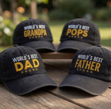 World's Best Dad Hat, Star Grandpa Embroidered Cap, Father's Day Gift, Custom Daddy Father Pops Baseball Hat, Vintage Washed Cotton Gift