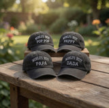 Custom Worlds Best Dad Hat, Personalized Papa Dada Cap, Pop Pop Pappy Birthday Gift, Embroidered Father's Day Gift, Distressed Cotton Hat