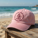 Custom Seashell Baseball Cap, Pink Cream Beach Trip Dad Hat, Personalized Ocean Theme Gift, Retro Vacation Souvenir, Cute Summer Sun Cap