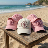 Custom Seashell Baseball Cap, Pink Cream Beach Trip Dad Hat, Personalized Ocean Theme Gift, Retro Vacation Souvenir, Cute Summer Sun Cap
