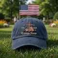 Personalized Patriotic Cross Embroidered Hat, Custom Name Christian Baseball Cap