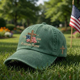 Personalized Patriotic Cross Embroidered Hat, Custom Name Christian Baseball Cap