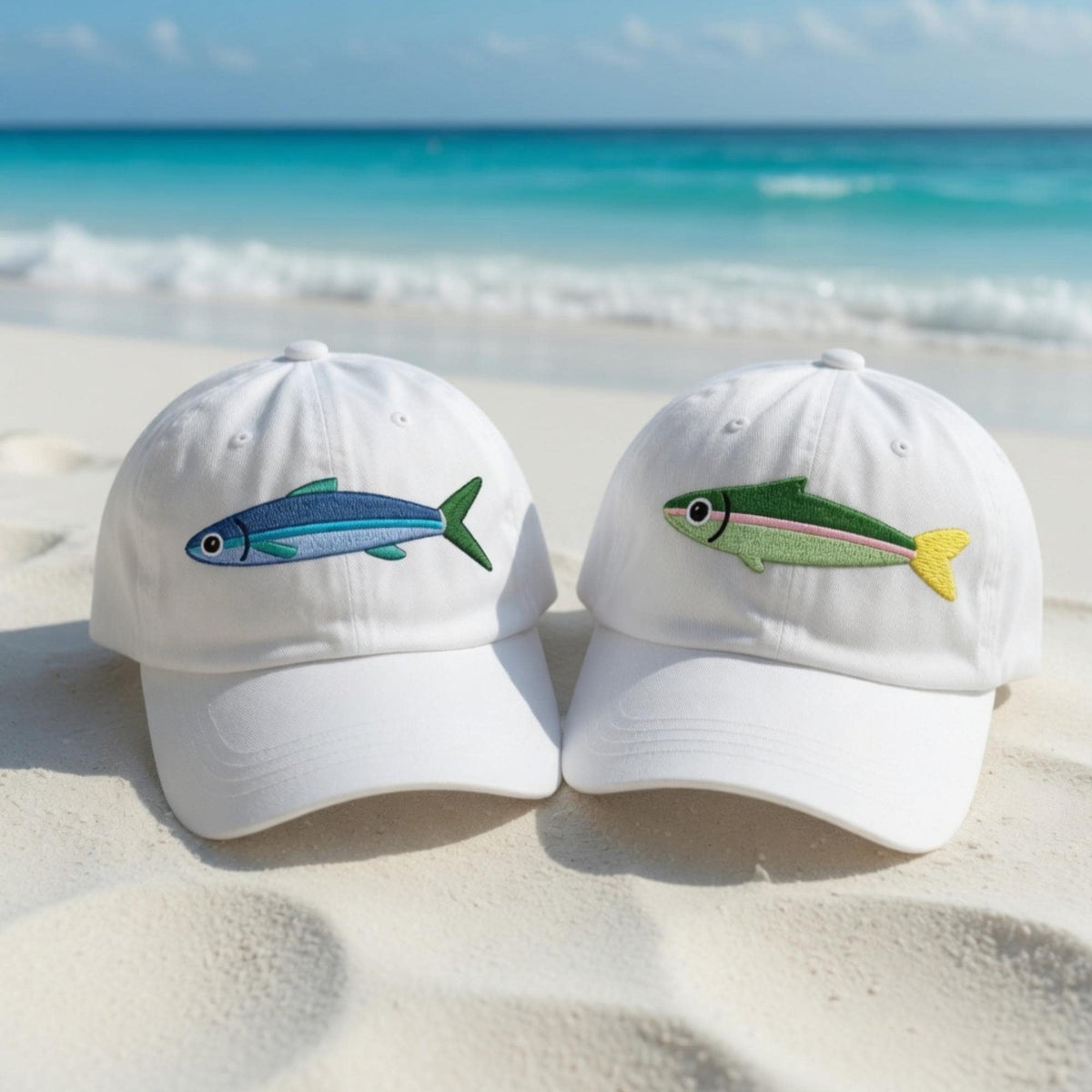 Coastal Bass Fish Embroidered Hat, Vintage Washed Dad Cap, Fishing and Beach Lover Gift