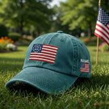 Vintage American Flag Embroidered Hat, Patriotic 13 Star Baseball Cap, July 4th Gift