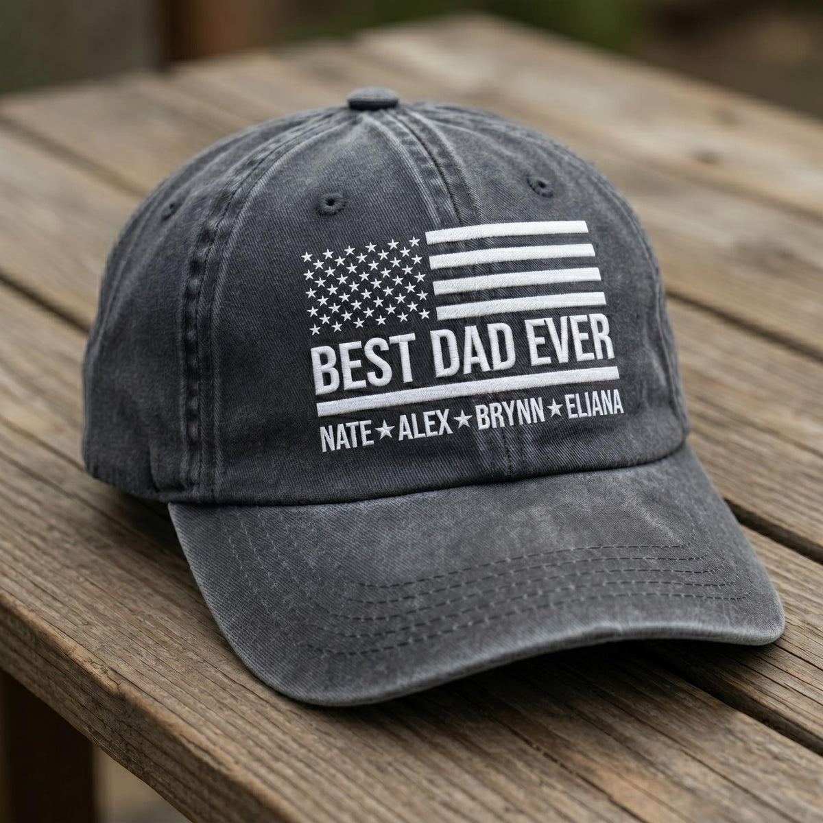 Custom Dad Hat with Kids Names, Personalized American Flag Cap, Best Dad Ever Embroidered Hat, Father's Day Gift, Distressed Cotton Cap