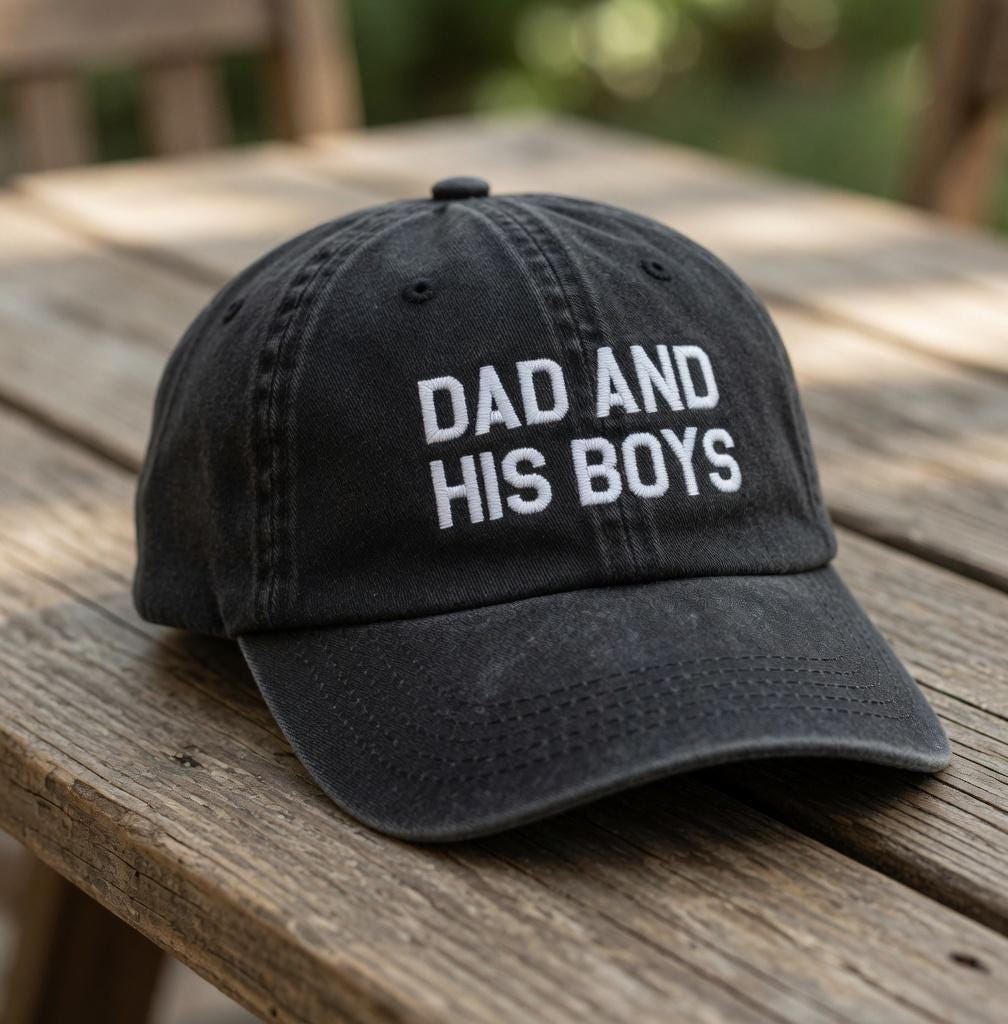 Custom Dad Hat, Personalized Father's Day Gift, Dad and His Boys Cap, Custom Text Hat for Dad, Distressed Cotton Cap, Birthday Gift Him