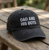 Custom Dad Hat, Personalized Father's Day Gift, Dad and His Boys Cap, Custom Text Hat for Dad, Distressed Cotton Cap, Birthday Gift Him