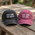 Custom Dad Hat, Personalized Father's Day Gift, Dad and His Boys Cap, Custom Text Hat for Dad, Distressed Cotton Cap, Birthday Gift Him