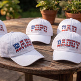 Custom USA Flag Dad Hat, Personalized Patriotic Daddy Cap, American Flag Lettering Baba Hat, 4th of July Gift for Him, White Cotton Cap