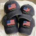 Personalized Washed Cotton American Flag Hat, Custom USA Embroidery, Family Reunion Cap