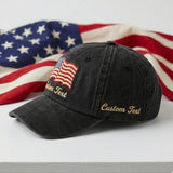 Personalized Washed Cotton American Flag Hat, Custom USA Embroidery, Family Reunion Cap