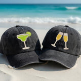 Embroidered Cocktail Hat, Washed Cotton Dad Cap, Retro Vacation Baseball Hat