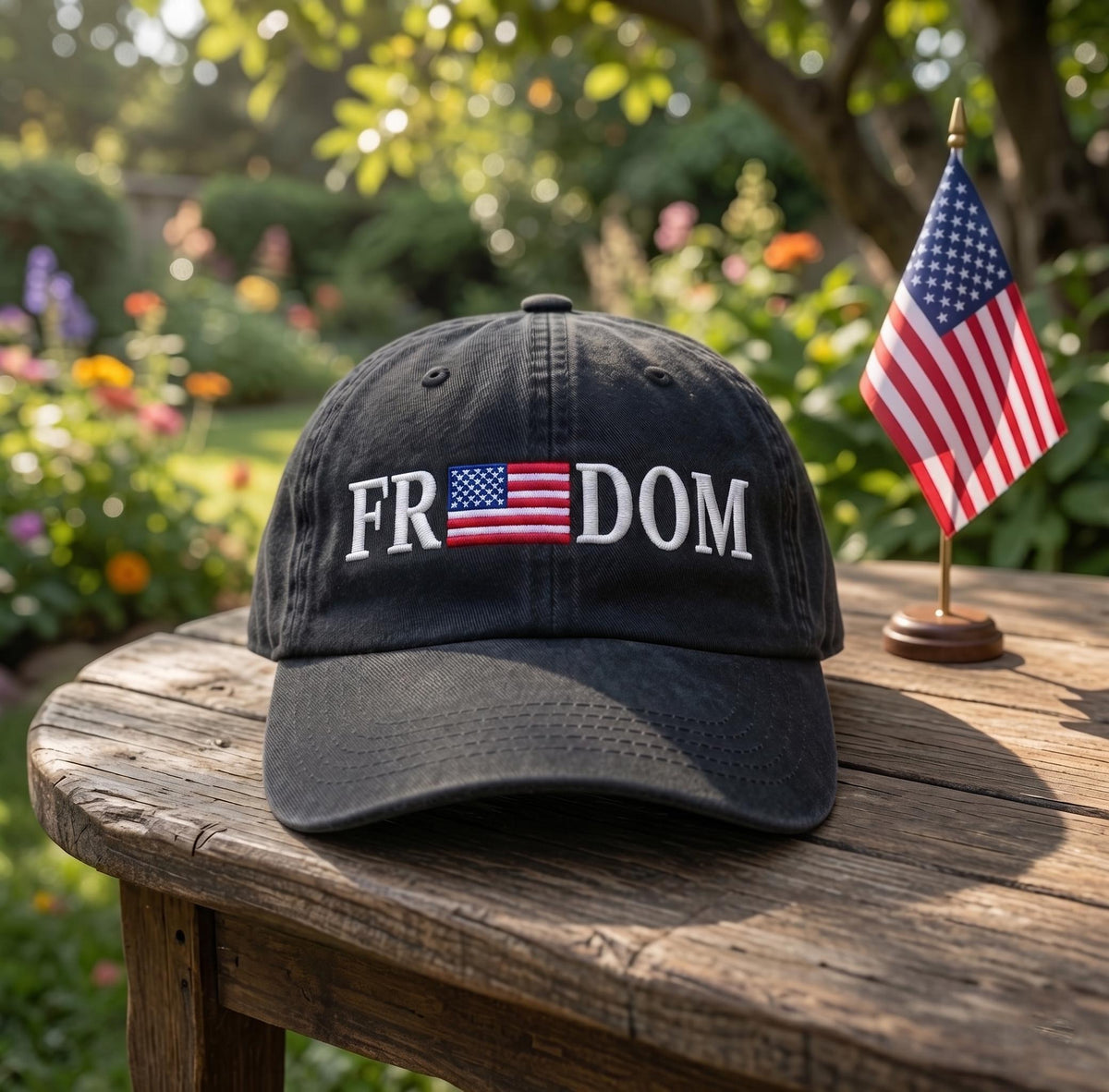 Custom Freedom USA Flag Embroidered Baseball Cap - Personalized Patriotic 4th of July Cotton Dad Hat
