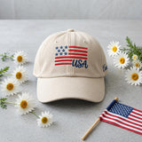 American Stars and Stripes Embroidered Hat, Minimalist Patriotic Baseball Cap