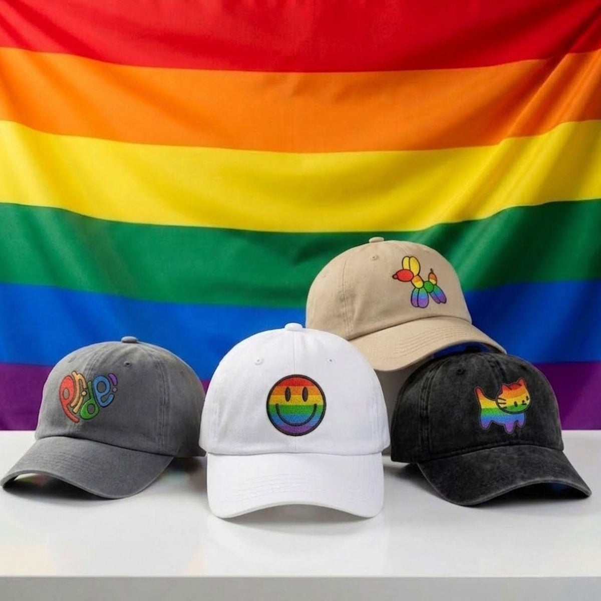 Rainbow Animal Embroidered Hat, Colorful Pride Baseball Cap, Animal Lover Gift