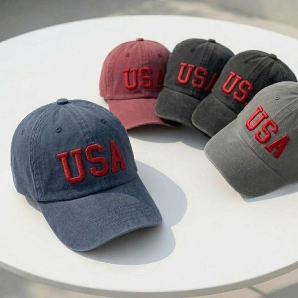 3D Puff Embroidered USA Baseball Cap - Raised Stitch Patriotic 250th Anniversary Cotton Dad Hat