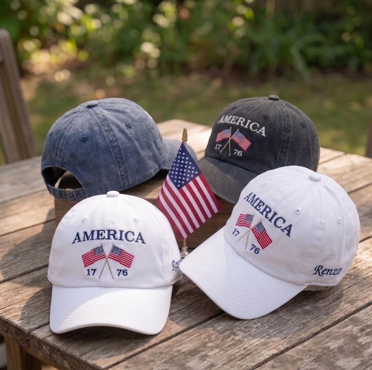Custom Name America Hat, Personalized 1776 Flag Cap, Embroidered 4th of July Patriotic Baseball Hat, Vintage USA Group Cap