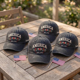 Custom America Floral 1776 Embroidered Baseball Cap - Patriotic Flower 4th of July Cotton Dad Hat