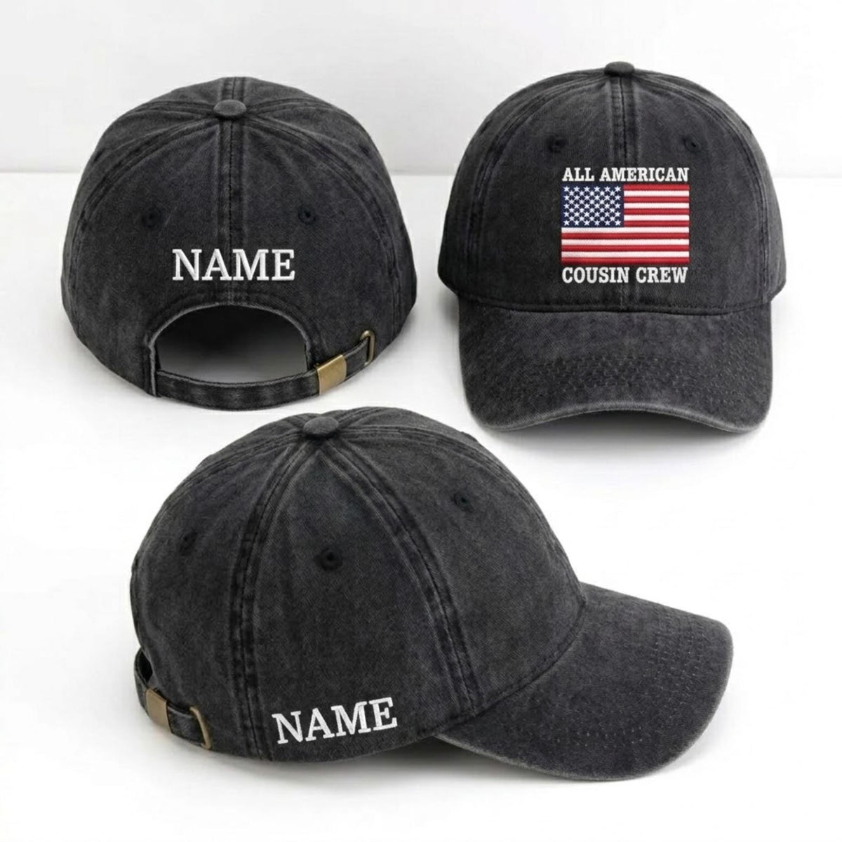 Custom Cousin Crew Embroidered Hat, Patriotic Family Matching Baseball Cap