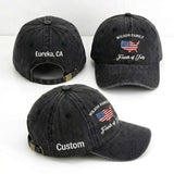 Personalized Family Embroidered Hat, American Flag Baseball Cap, Fourth of July Gift