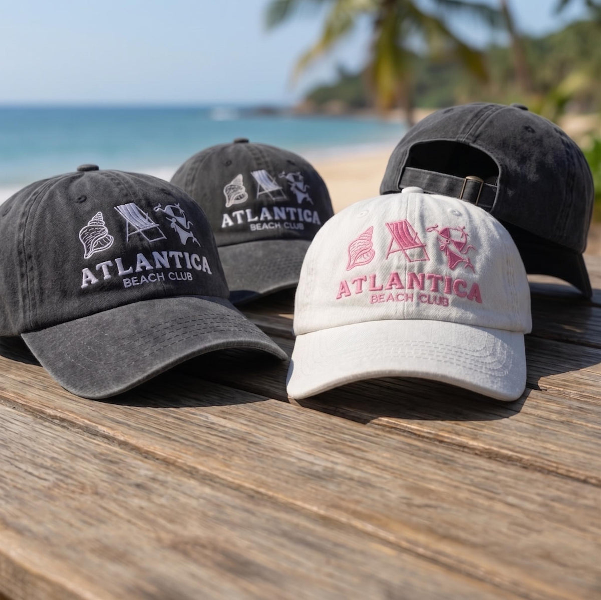 Custom Hat, Vintage Beach Club Embroidered Washed Cotton Dad Cap, Personalized Vacation Gift, Retro Coastal Aesthetic Baseball Hat