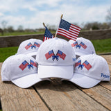 Custom Name US Flag Hat, Coquette Bow Patriotic Cap, Embroidered 4th of July United States Birthday Gift, Custom Family Group Dad Hat