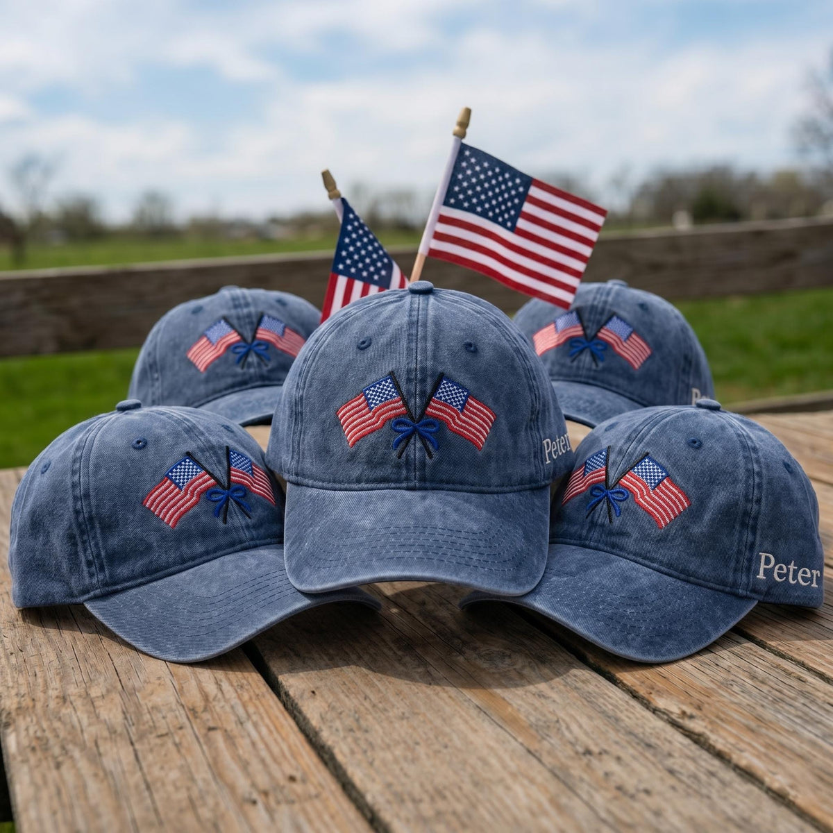 Custom Name US Flag Hat, Coquette Bow Patriotic Cap, Embroidered 4th of July United States Birthday Gift, Custom Family Group Dad Hat