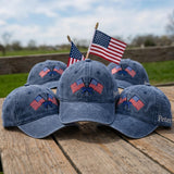 Custom Name US Flag Hat, Coquette Bow Patriotic Cap, Embroidered 4th of July United States Birthday Gift, Custom Family Group Dad Hat