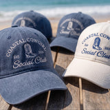 Custom Coastal Cowgirl Hat, Vintage Beach Social Club Embroidered Dad Cap, Western Boot Personalized Vacation Gift, Retro Summer Baseball