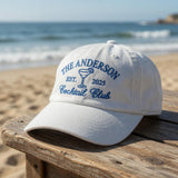 Custom Cocktail Club Hat, Vintage Family Vacation Embroidered Dad Cap, Personalized Last Name Gift, Retro Beach Trip Baseball Cotton Hat