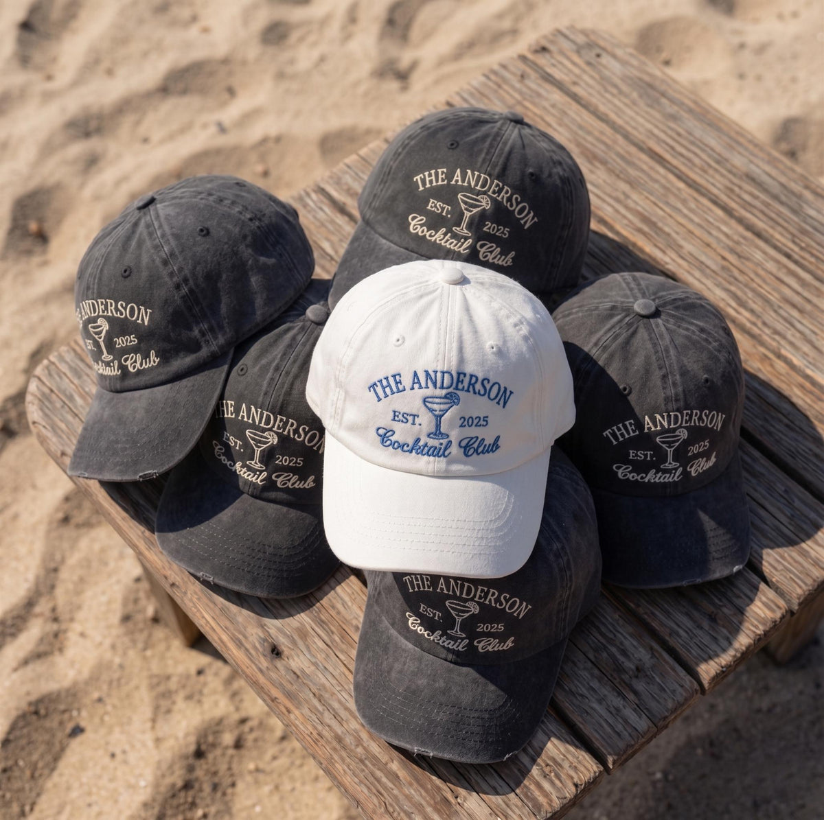 Custom Cocktail Club Hat, Vintage Family Vacation Embroidered Dad Cap, Personalized Last Name Gift, Retro Beach Trip Baseball Cotton Hat