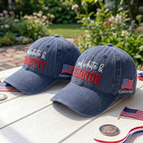 Matching Best Friends Embroidered Hats, Red White Blue Baseball Caps, Fourth of July Gift
