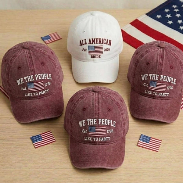 All American Bride Embroidered Baseball Cap - 4th of July USA 250th Bachelorette Party Cotton Dad Hat
