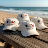 Custom Beach Life Hat, Vintage Sea Turtle Crab Embroidered Cream Dad Cap, Personalized Seashell Vacation Gift, Retro Coastal Baseball Hat