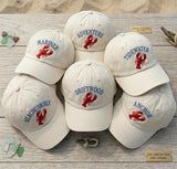 Custom Lobster Embroidered Hat, Beachcomber Mariner Anchor Dad Cap, Coastal Nautical Baseball Hat, Personalized Sea Ocean Vacation Gift