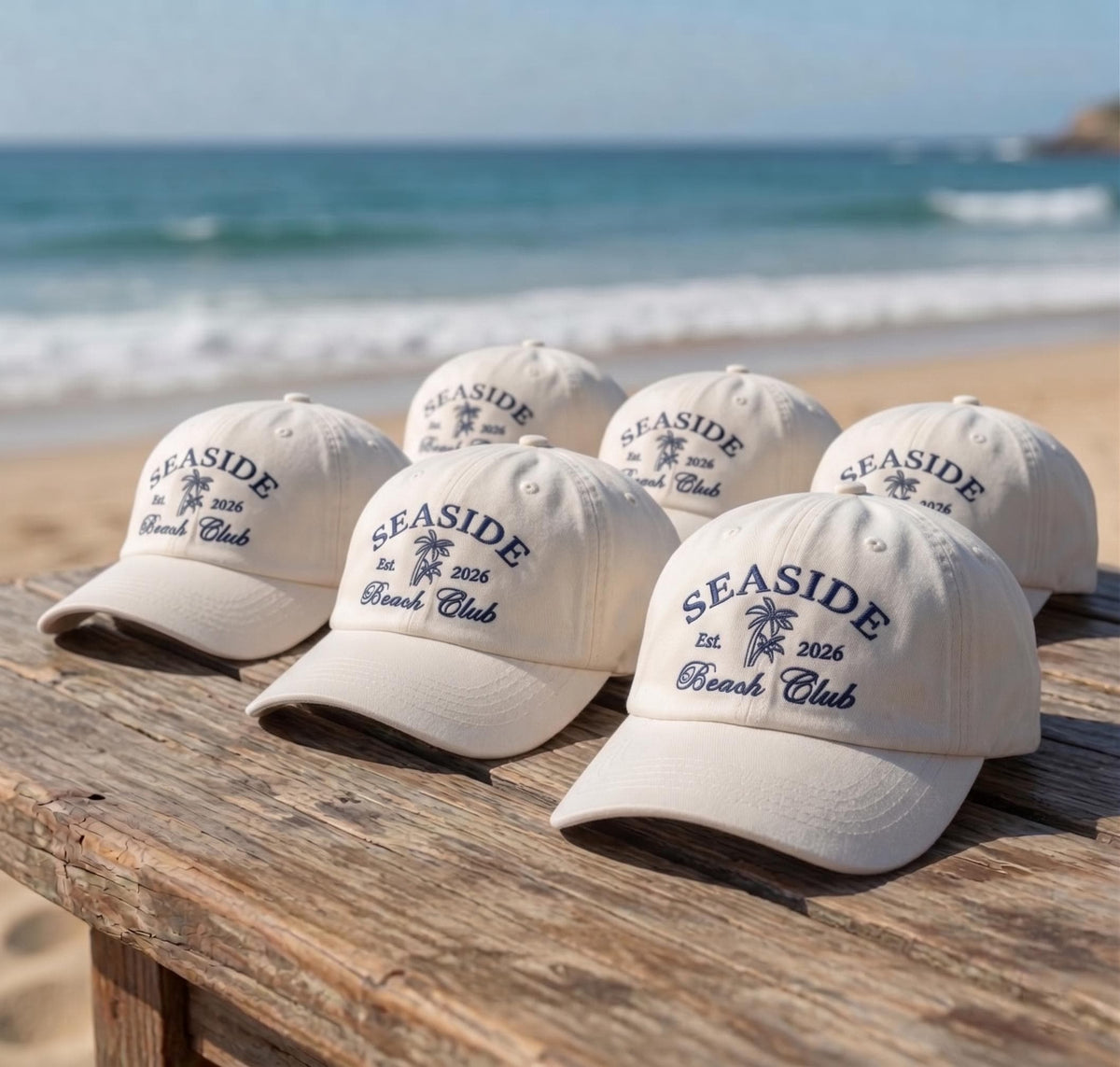 Custom Beach Club Hat, Embroidered Palm Tree Dad Cap, Coastal Aesthetic Baseball Hat, Personalized 2026 Summer Vacation Cruise Gift