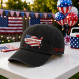 Personalized USA State Map Embroidered Hat, Custom Patriotic Baseball Cap