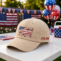 Personalized USA State Map Embroidered Hat, Custom Patriotic Baseball Cap