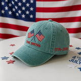 Custom Family Name American Flag Hat, Personalized Patriotic Baseball Cap