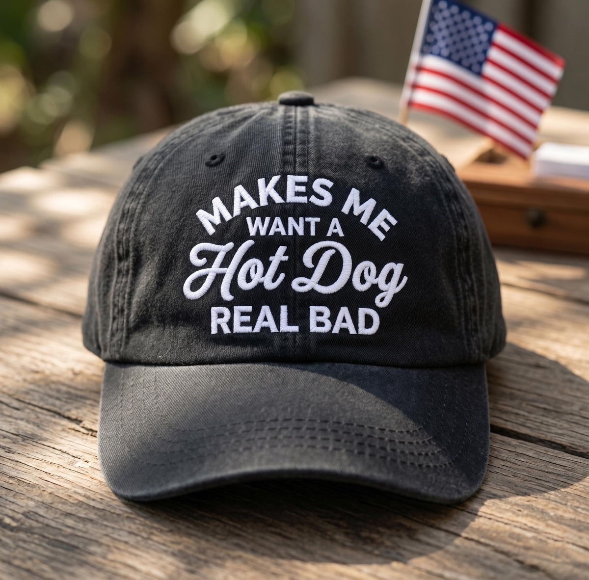 Makes Me Want A Hot Dog Real Bad Hat, Funny Custom Embroidered Dad Hat, Vintage Washed Cotton Baseball Cap, Funny Food Lover Gift, Retro Cap