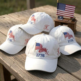 Custom Monogram 1776 Hat, Embroidered American Flag Cap, Personalized 4th of July Gift, America 2026 Patriotic White Baseball Hat, 1776 Cap